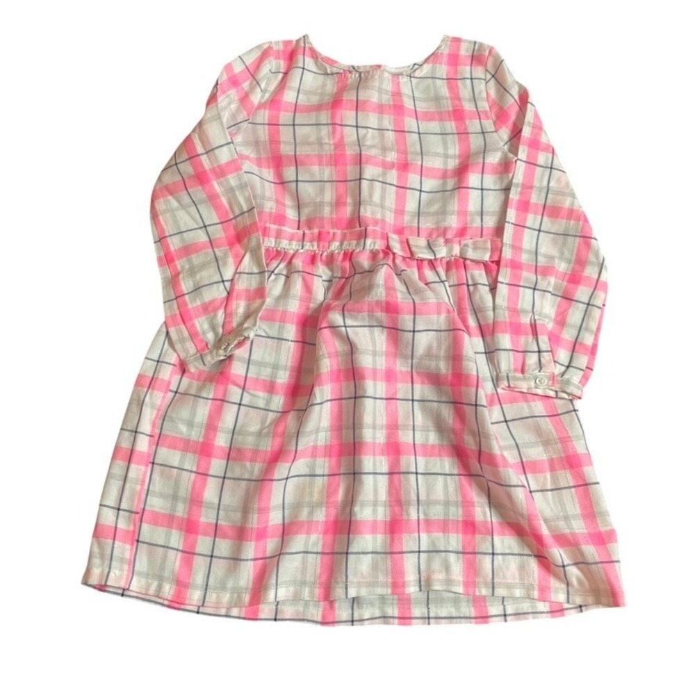 Carters Toddler Girls Plaid Dress 5t Long Sleeve Button Back Pink White